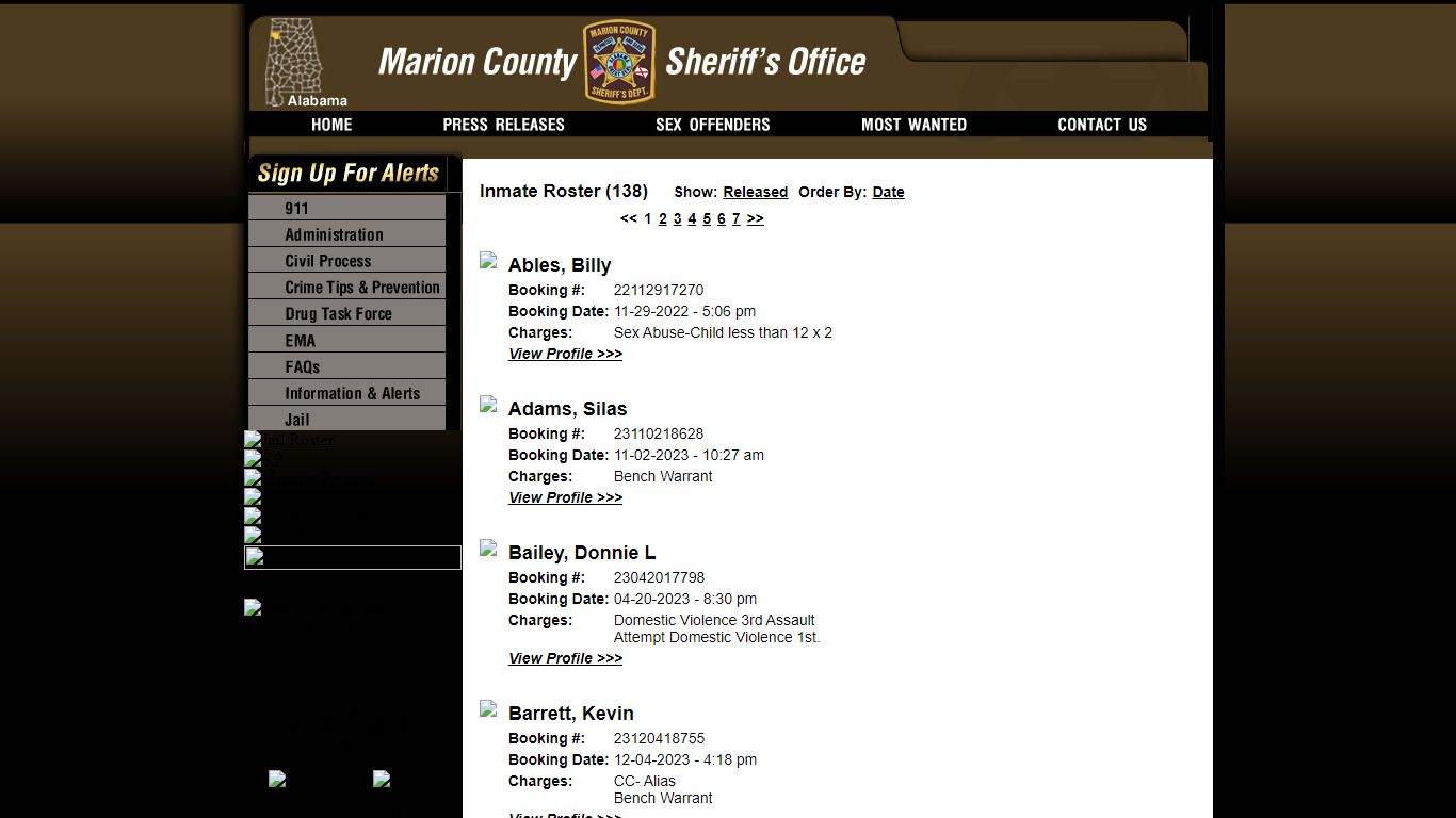 Inmate Roster - Current Inmates - Marion County Sheriff AL